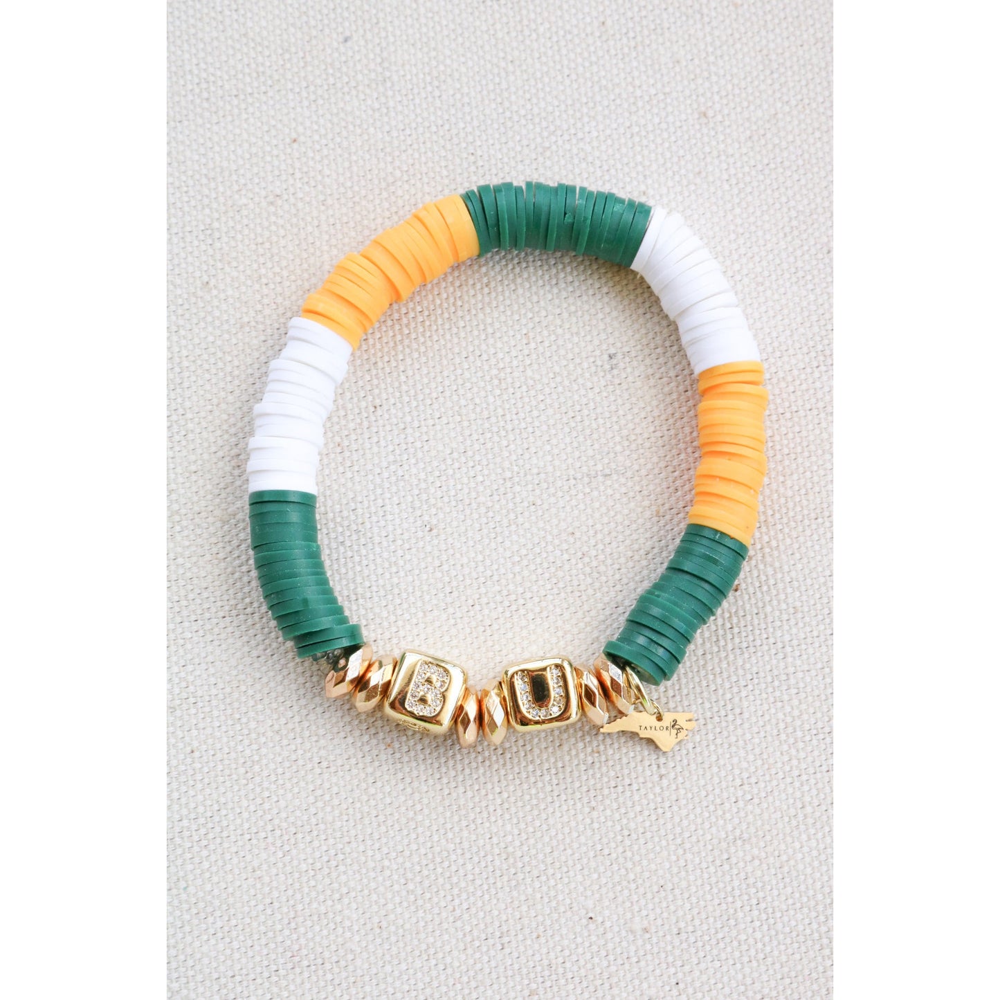 Baylor (BU) Pave Polymer Clay Bracelet