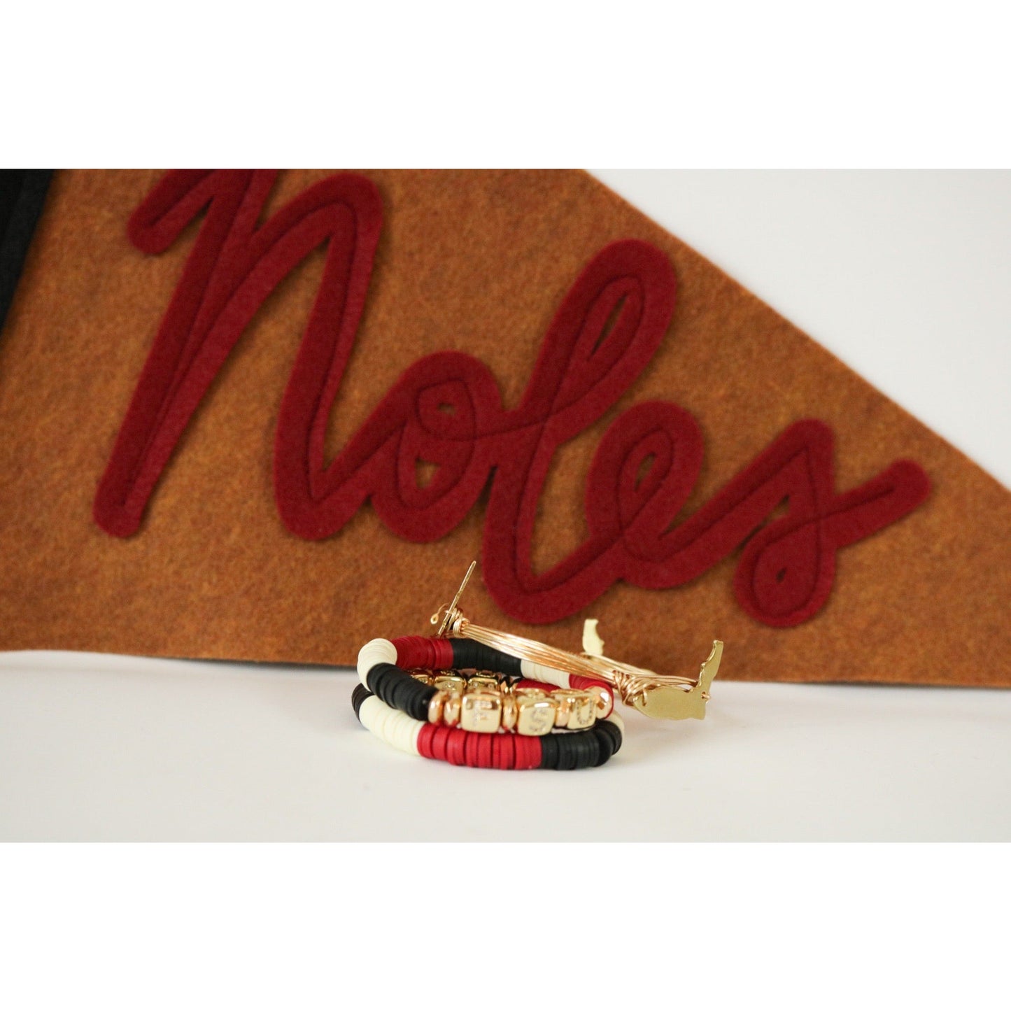 Florida State Seminoles (FSU) Pave Polymer Clay Stretch Bracelet