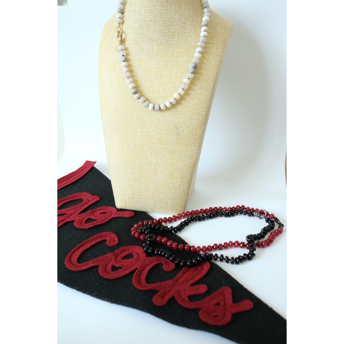 White Lace Agate Hand Knotted Candy Crush Necklace
