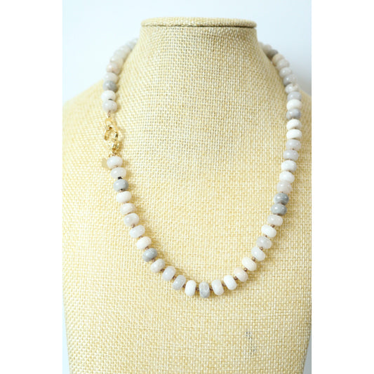 White Lace Agate Hand Knotted Candy Crush Necklace