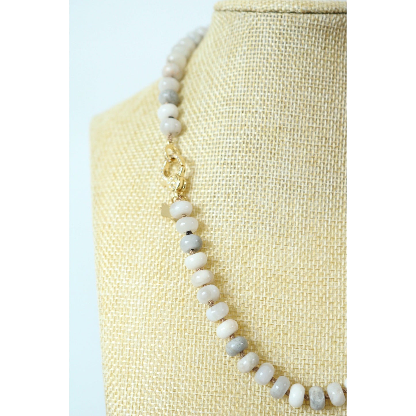 White Lace Agate Hand Knotted Candy Crush Necklace