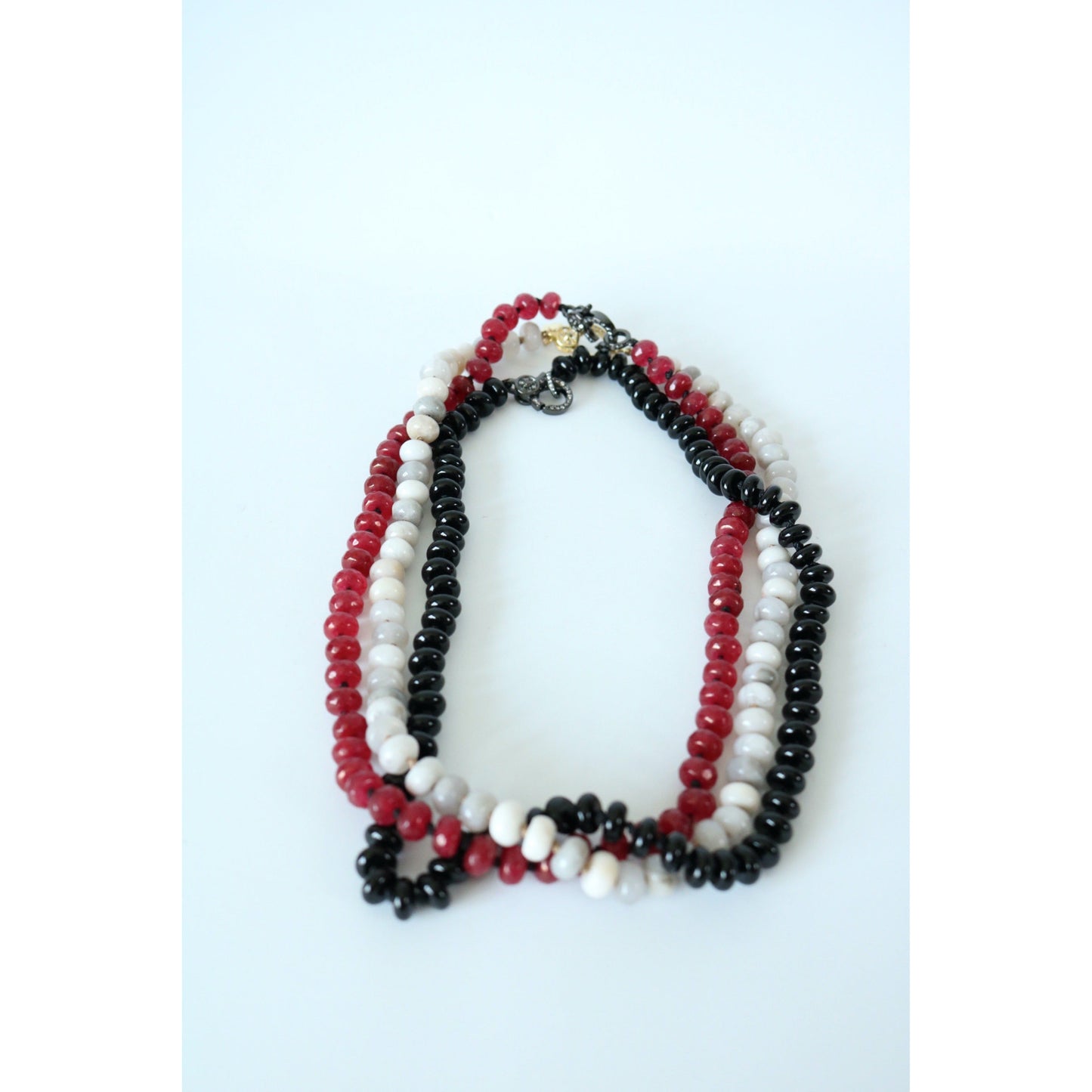 White Lace Agate Hand Knotted Candy Crush Necklace