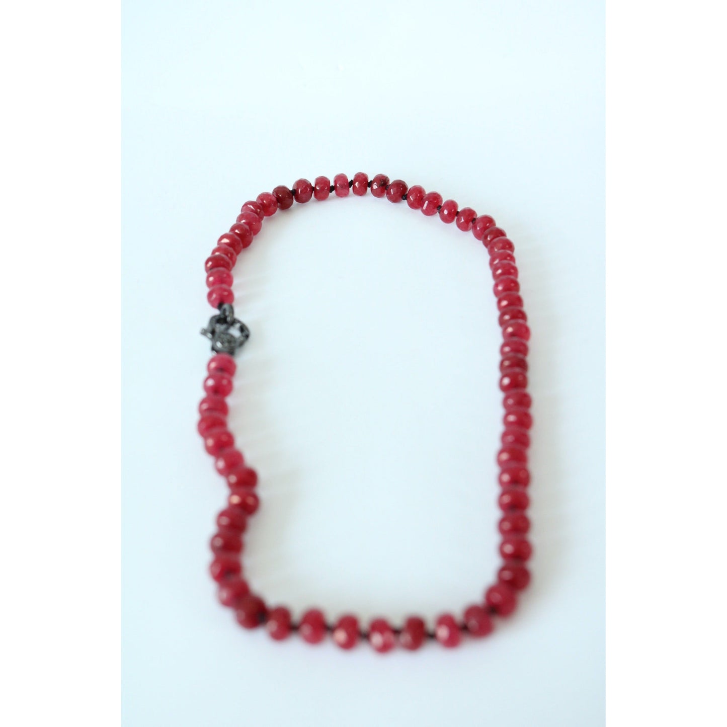 Garnet Dyed Jade Hand Knotted Candy Crush Necklace