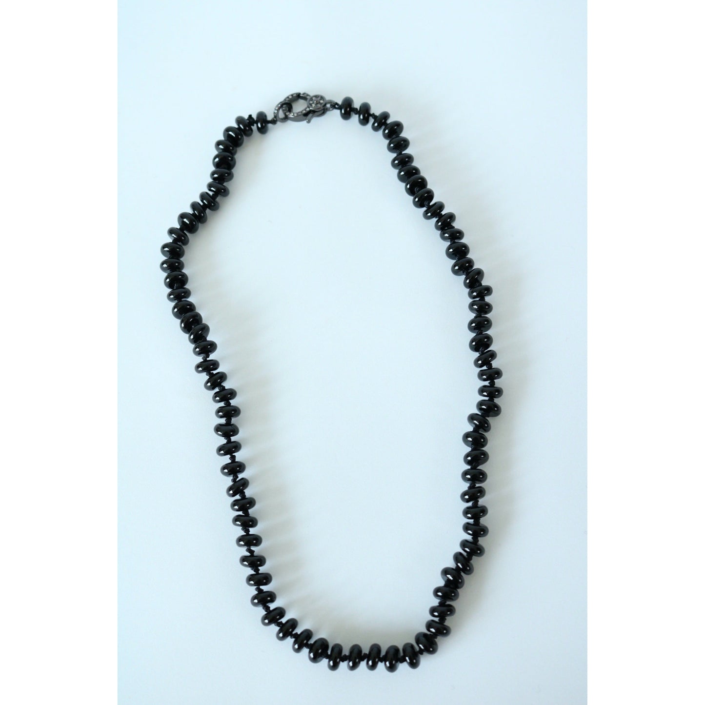 Black Onyx Hand Knotted Candy Crush Necklace