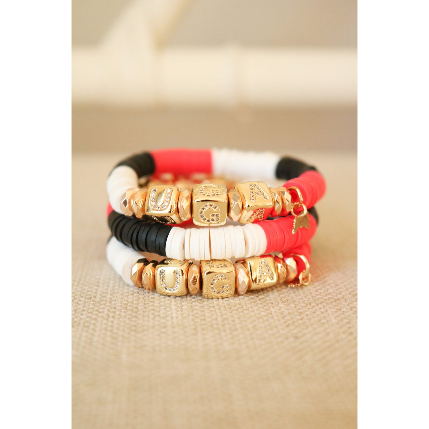 Georgia (UGA) Pave Polymer Clay Bracelet