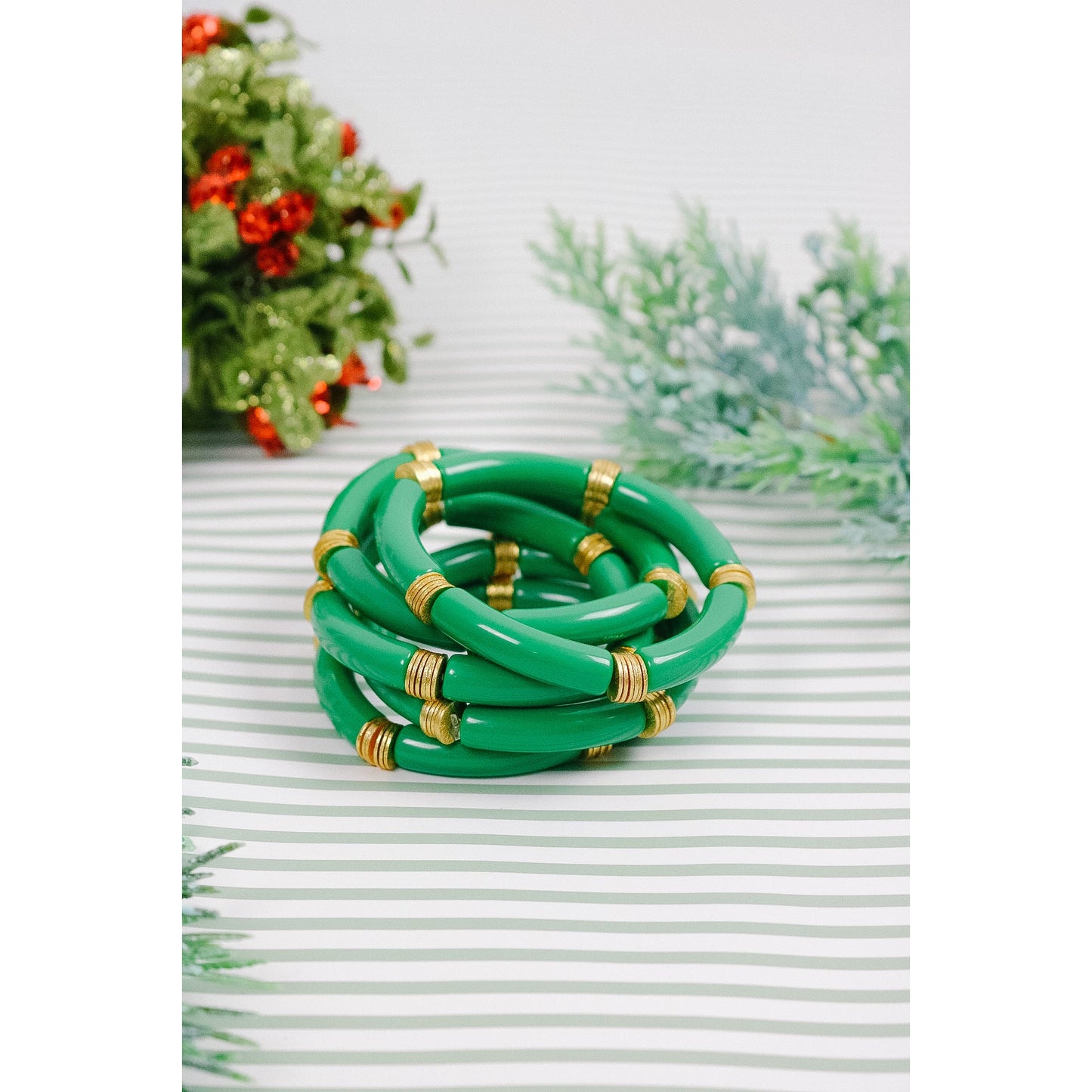 Cypress Green Bamboo Stretch Bracelet