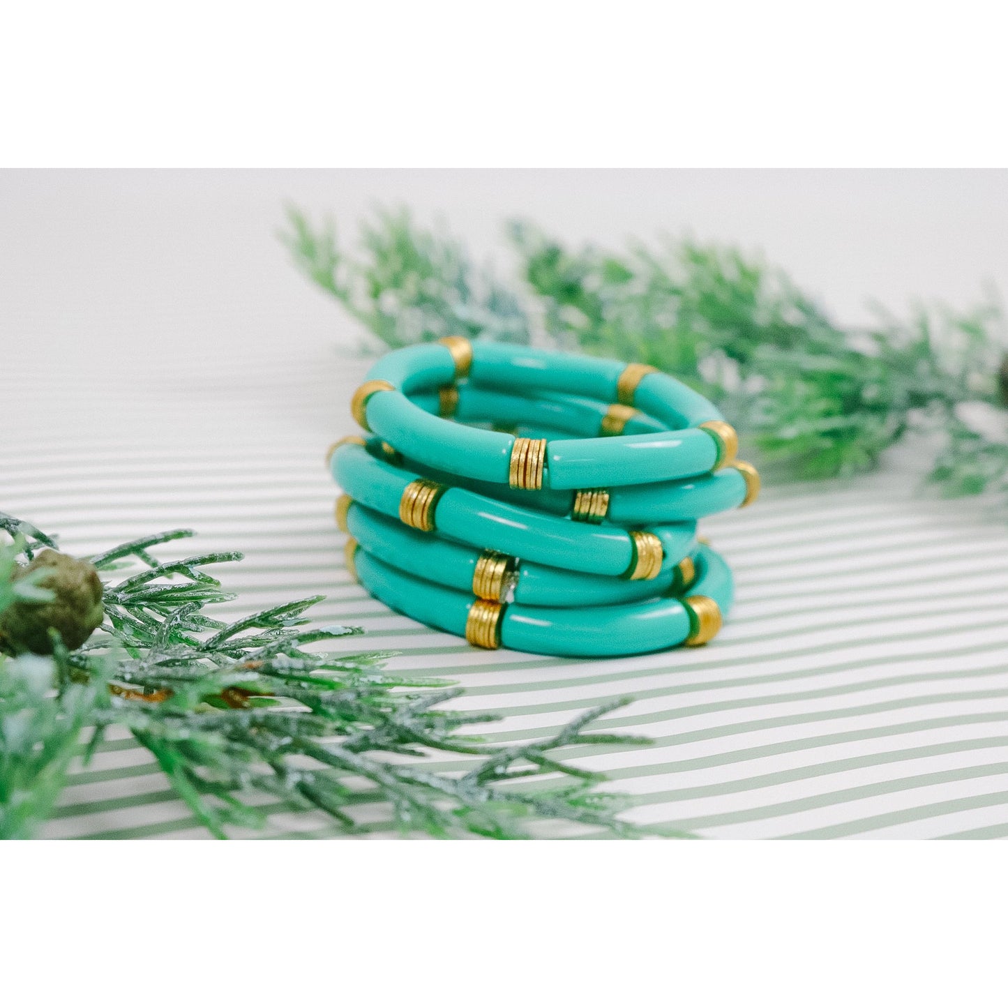 Tidal Turquoise Bamboo Stretch Bracelet