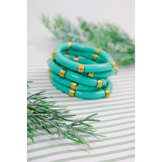 Tidal Turquoise Bamboo Stretch Bracelet