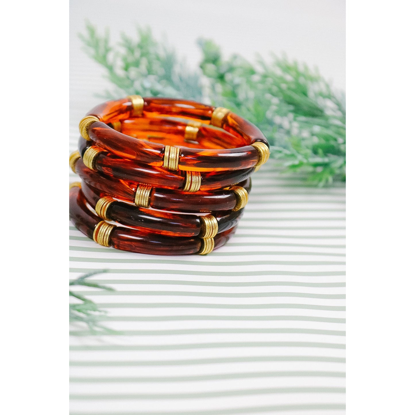 Tortoise Shell Bamboo Stretch Bracelet