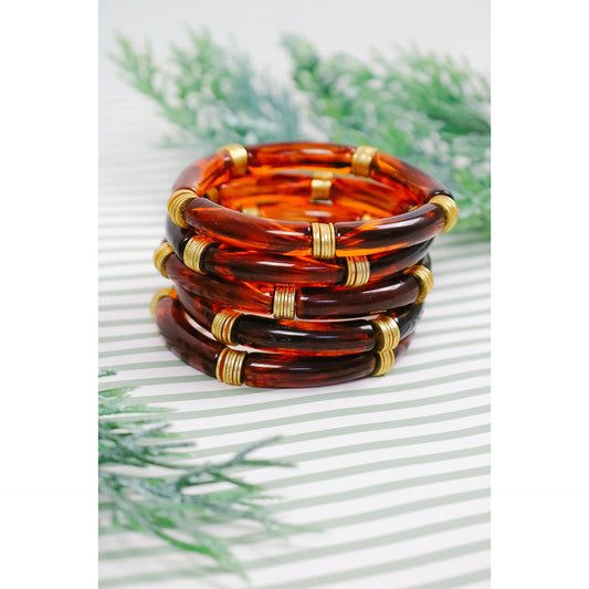 Tortoise Shell Bamboo Stretch Bracelet