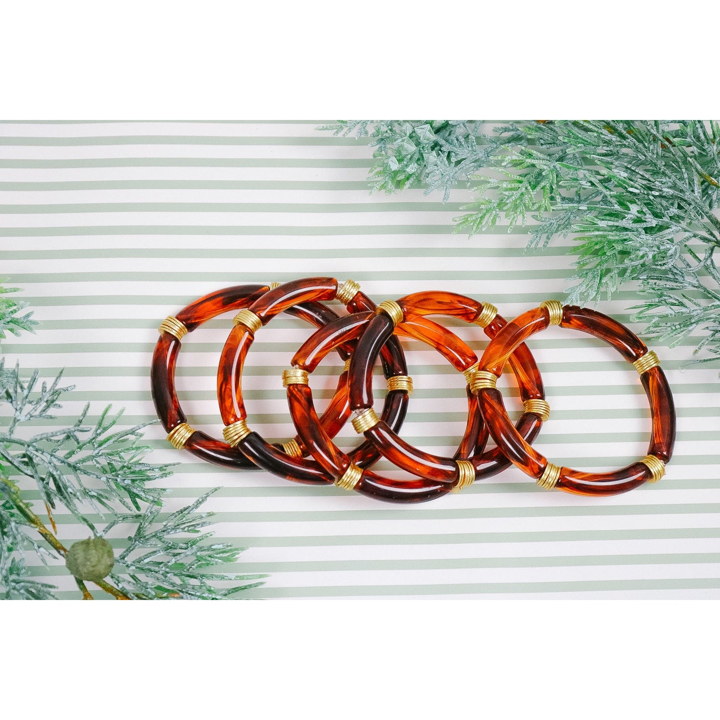 Tortoise Shell Bamboo Stretch Bracelet