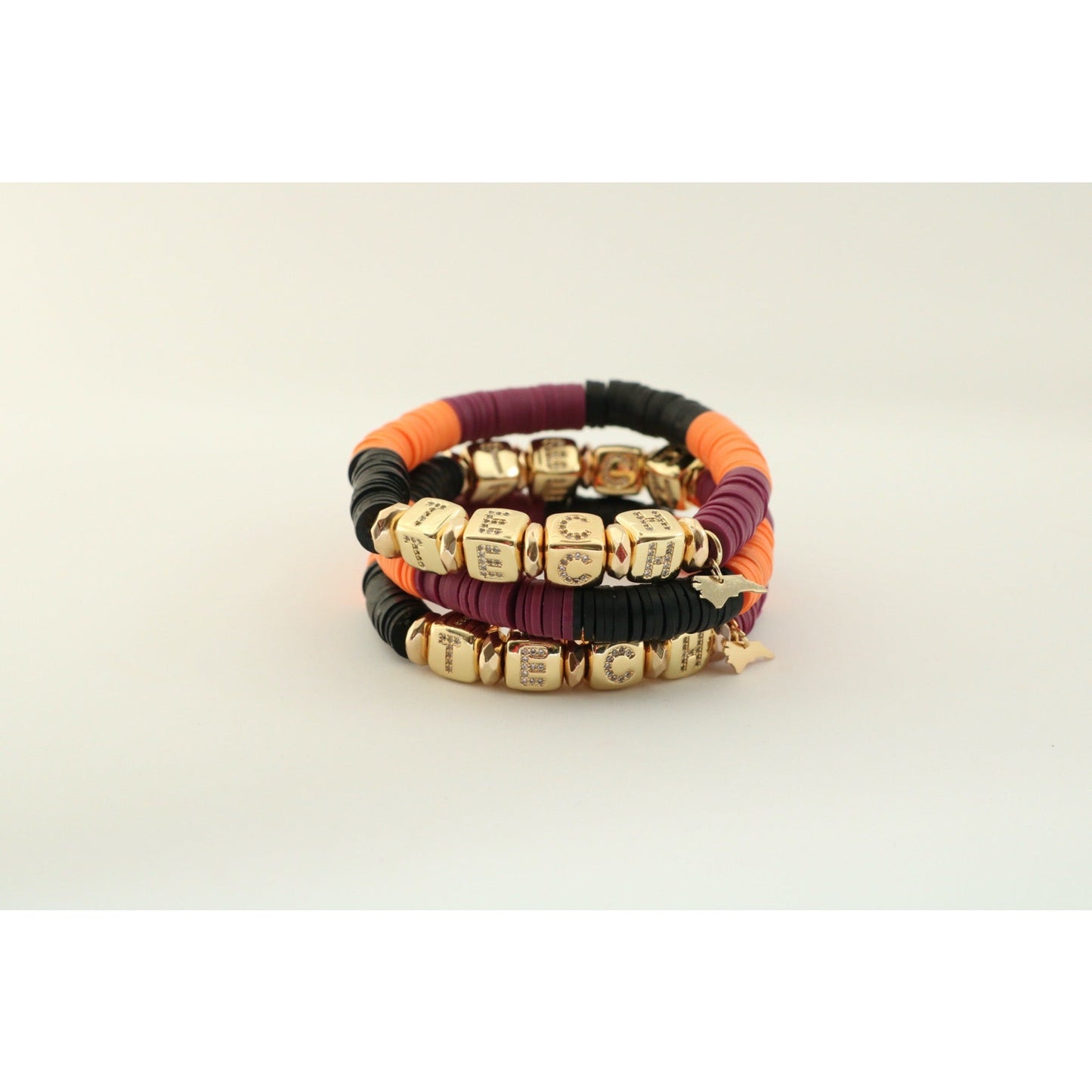 Virginia Tech (TECH) Pave Polymer Clay Bracelet