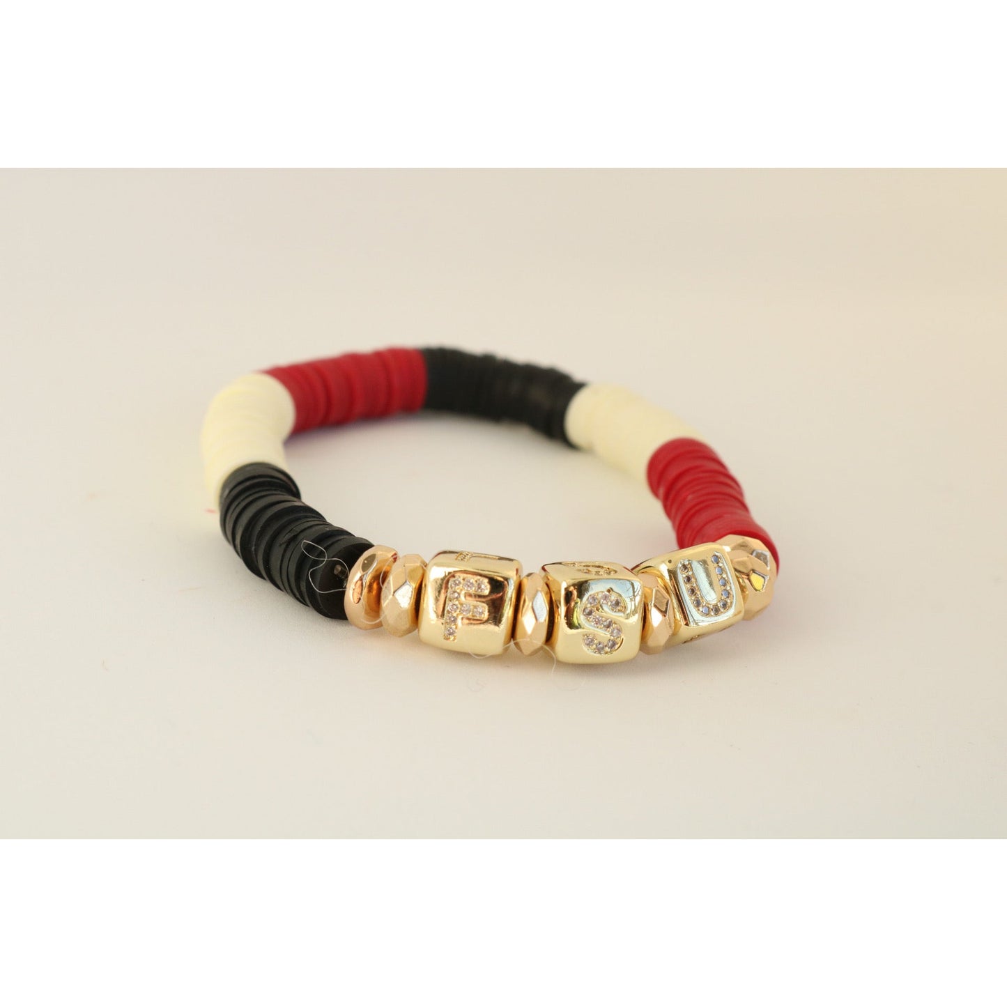 Florida State Seminoles (FSU) Pave Polymer Clay Stretch Bracelet