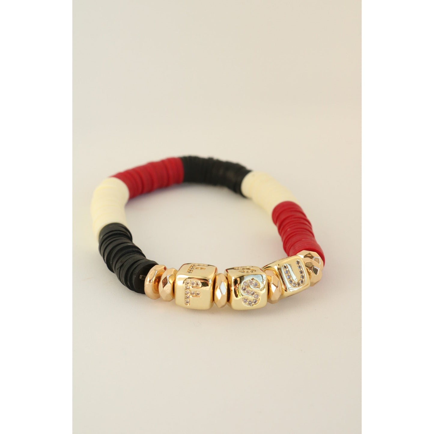 Florida State Seminoles (FSU) Pave Polymer Clay Stretch Bracelet