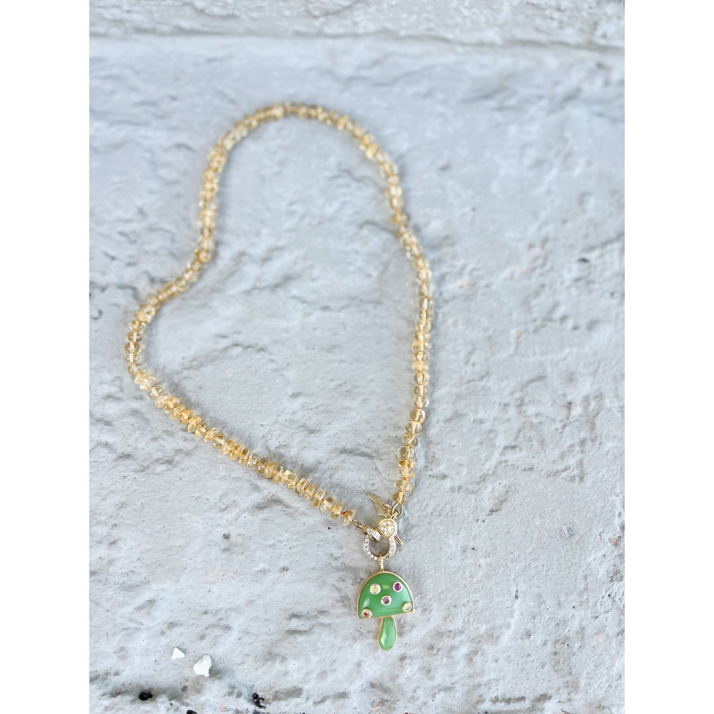Green Opal Embellished Mushroom Charm