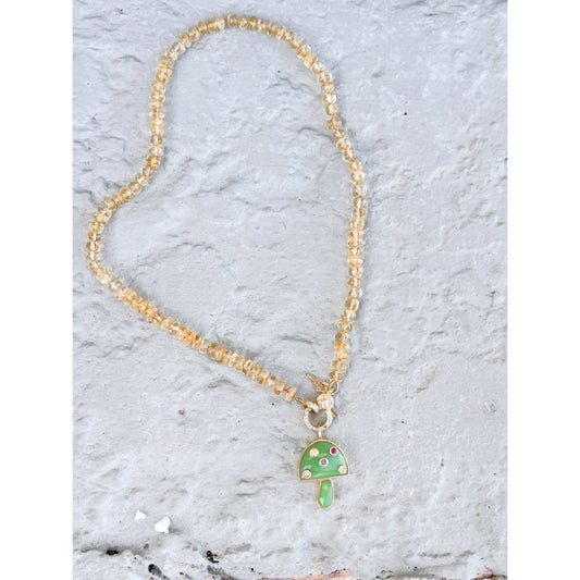 Green Opal Embellished Mushroom Charm