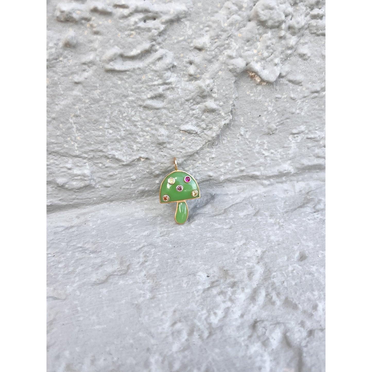 Green Opal Embellished Mushroom Charm