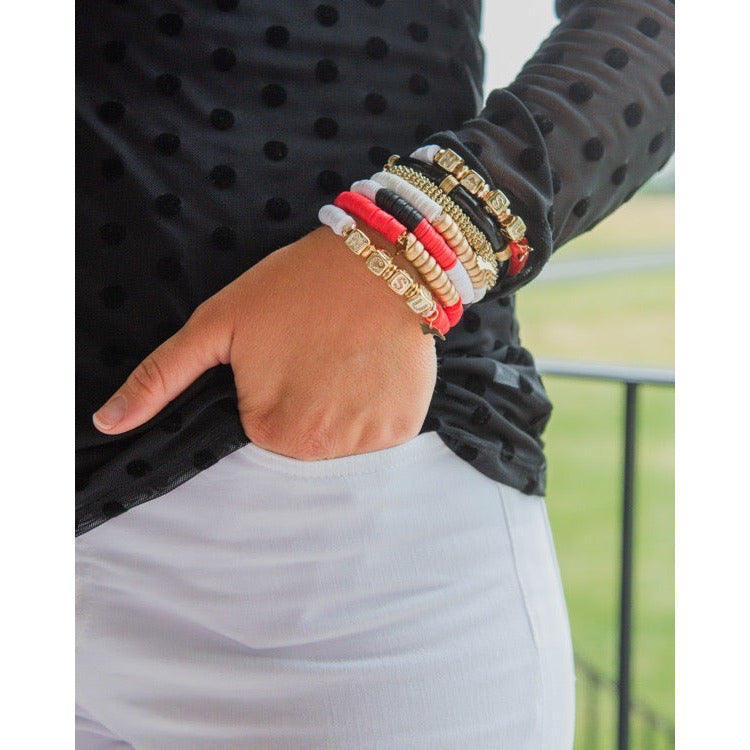 North Carolina State (NCSU) Pave Polymer Clay Bracelet