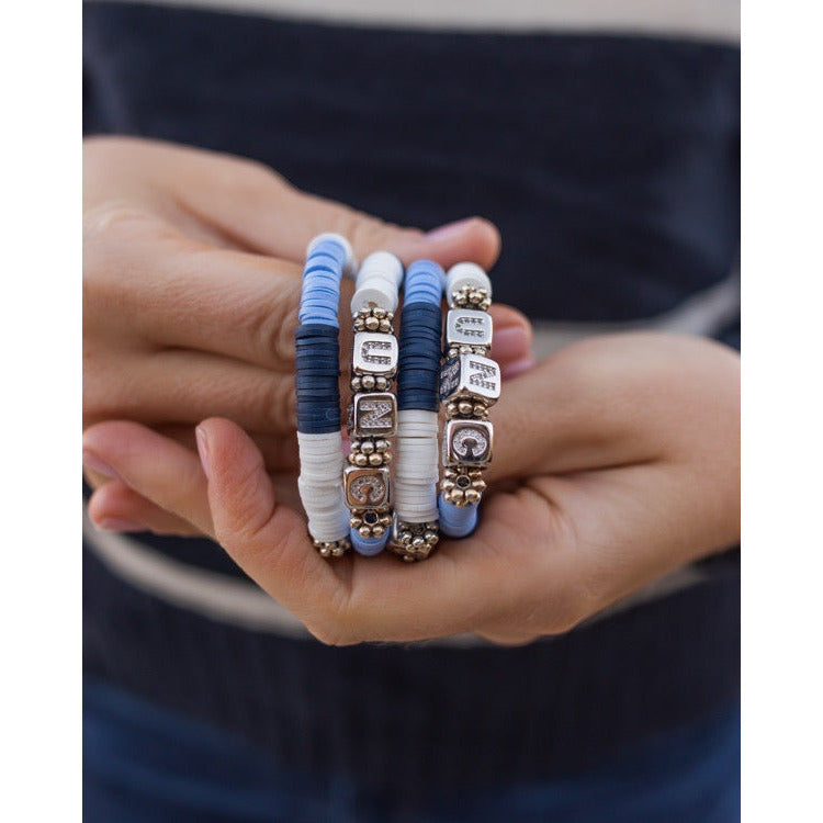 North Carolina (UNC) Pave Polymer Clay Bracelet