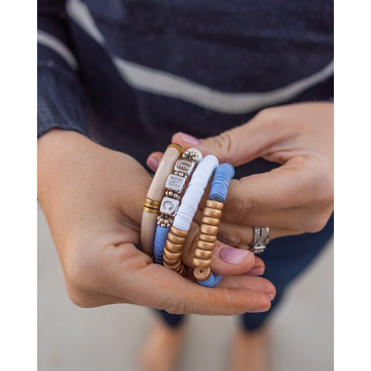 North Carolina (UNC) Pave Polymer Clay Bracelet