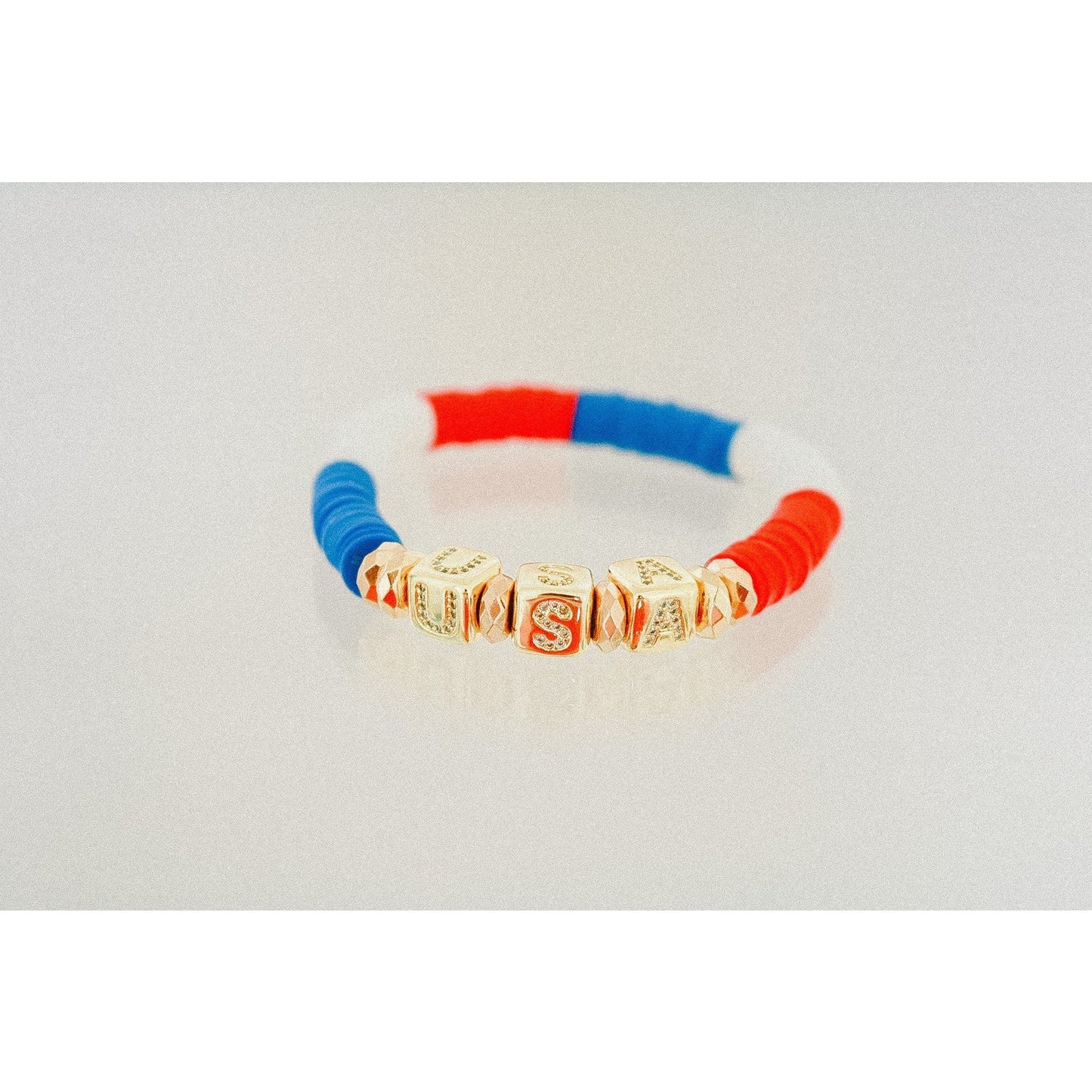 American Pride (USA) Pave Polymer Clay Stretch Bracelet