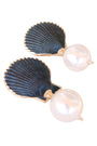 Navy Shell Pearl Earrings