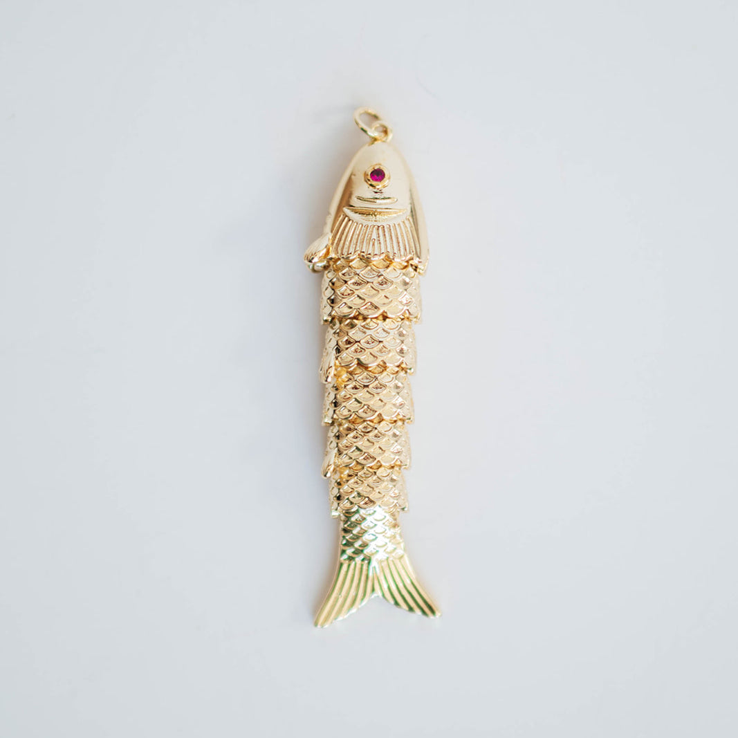 Large Articulated Gold Fish Pendant