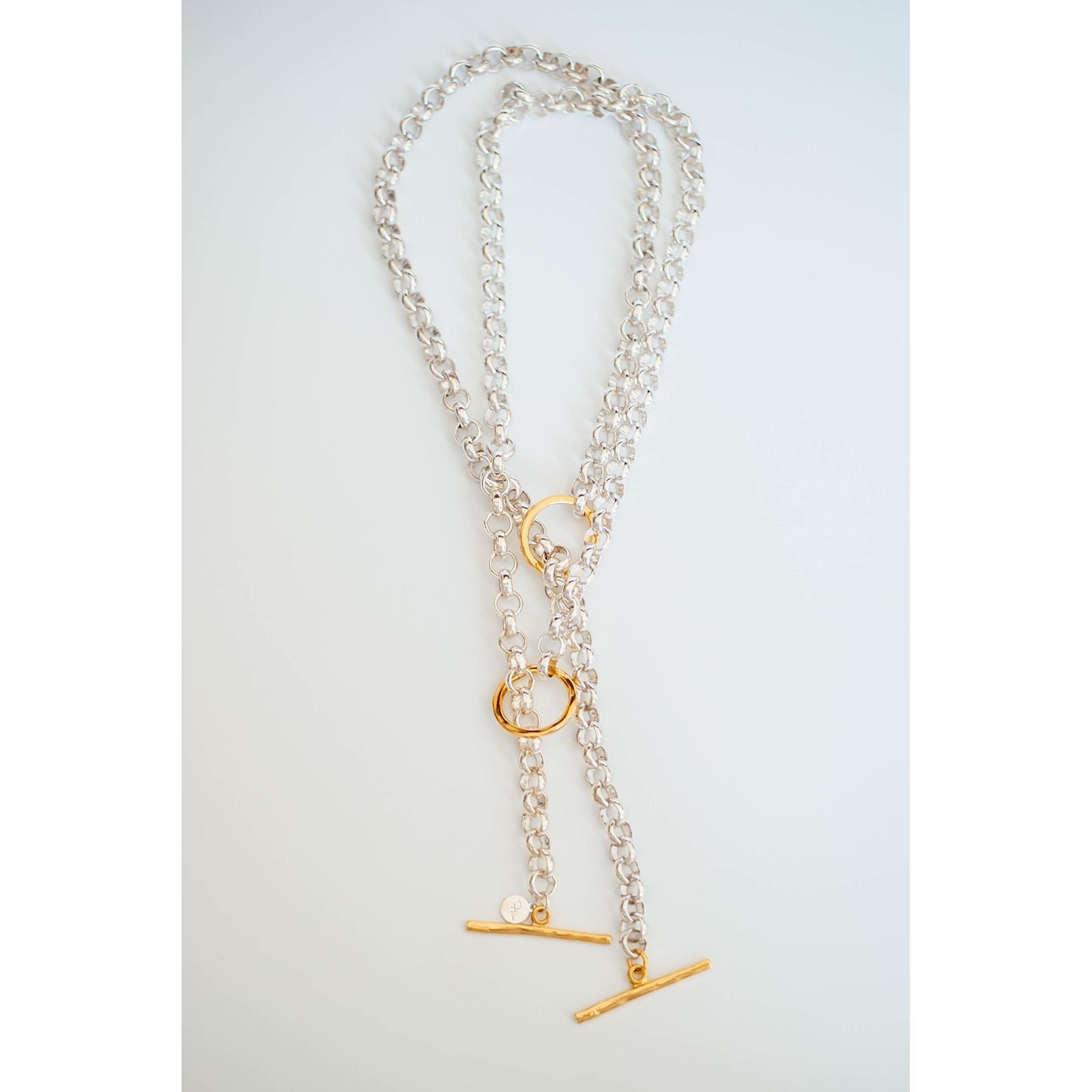 Mixed Metal Toggle Clasp Necklace