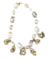 Necklace with natural stone beads on a white background