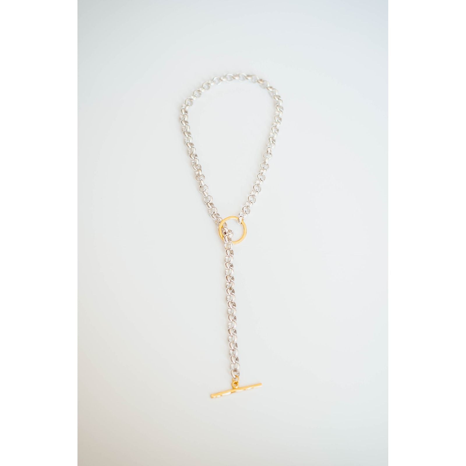 Mixed Metal Toggle Clasp Necklace