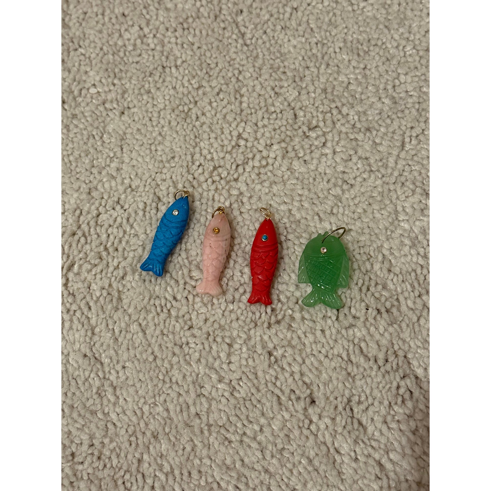 Hand Carved Gemstone Fish Pendant