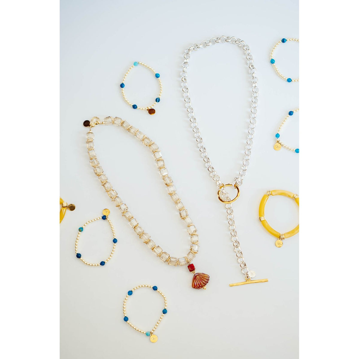 Mixed Metal Toggle Clasp Necklace