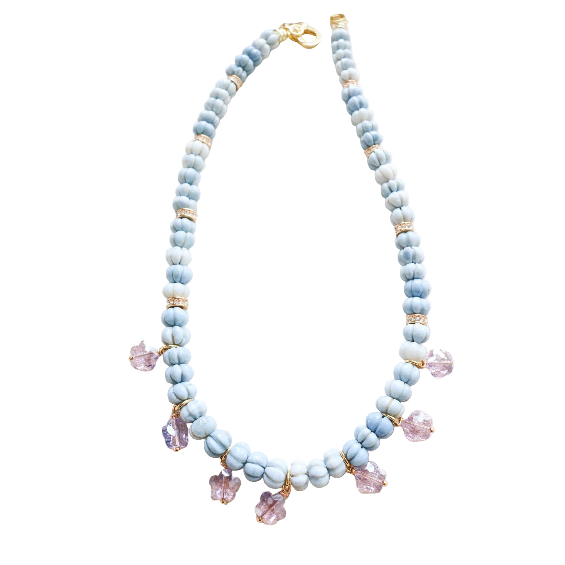 Carved Blue Opal Necklace