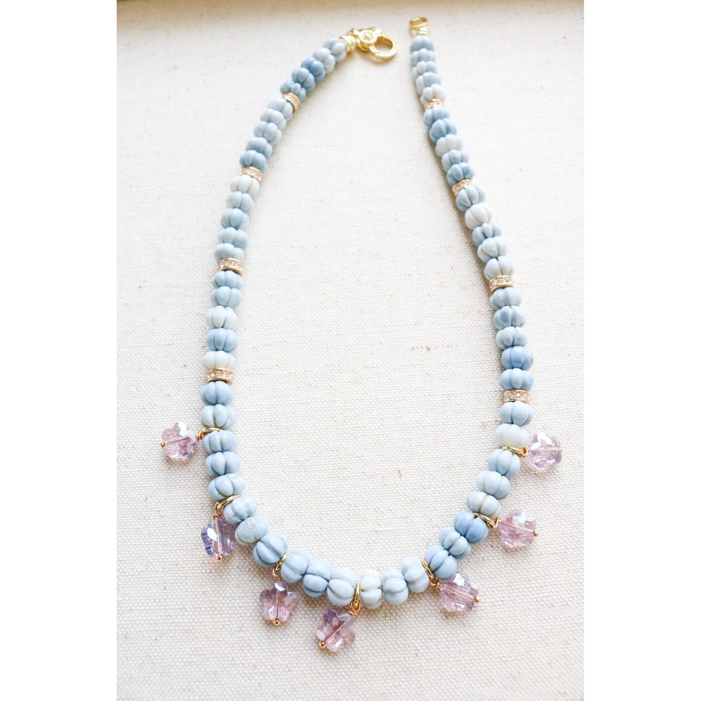 Carved Blue Opal Necklace