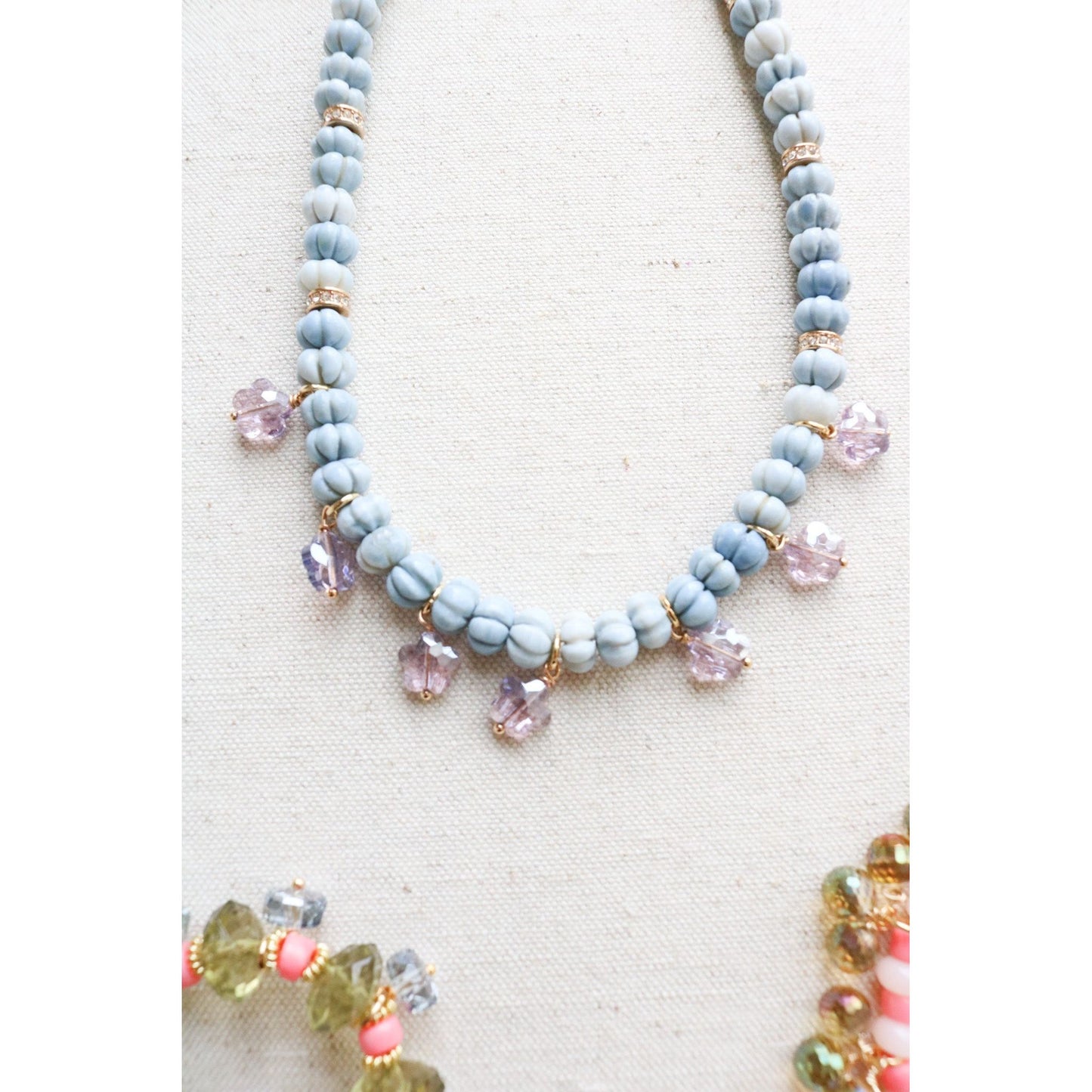 Carved Blue Opal Necklace