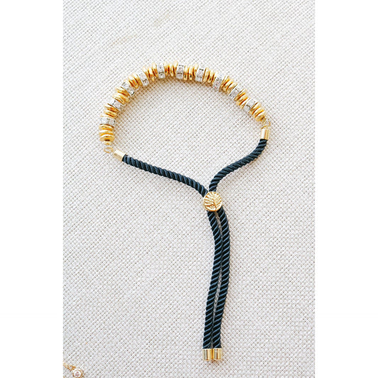 Gold + Crystal Black Slider Bracelet