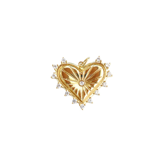 18K Gold Plated Spiked Heart Charm with CZ