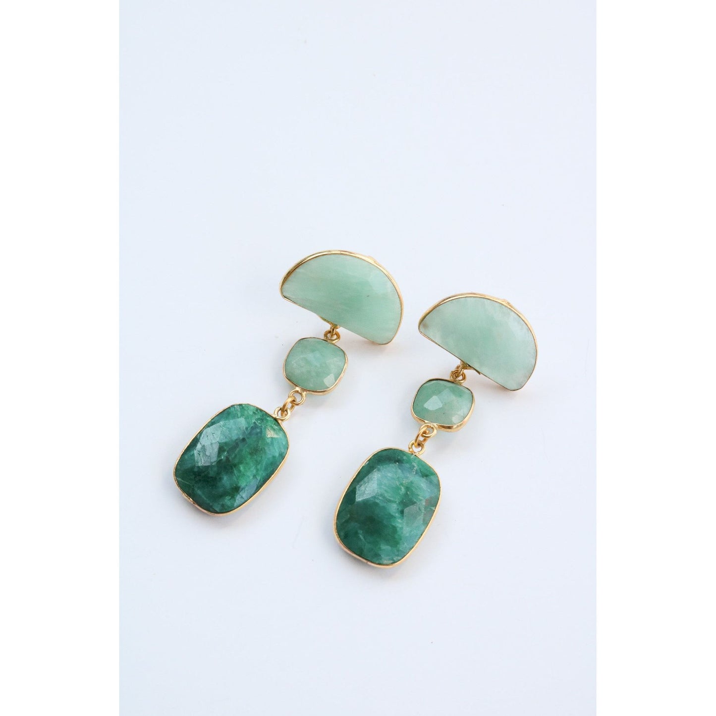 Amazonite + Emerald Earrings