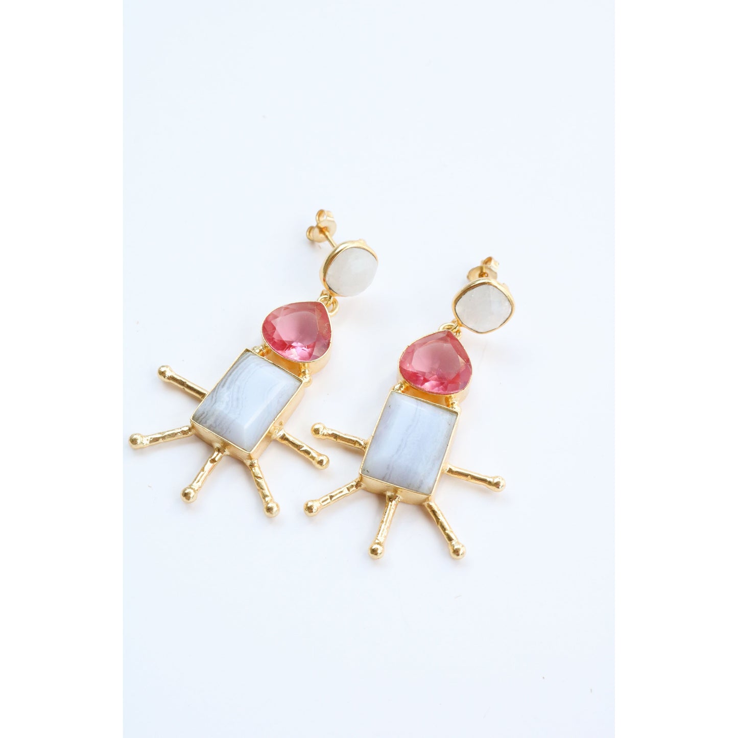 Moonstone + Rubelite Earrings