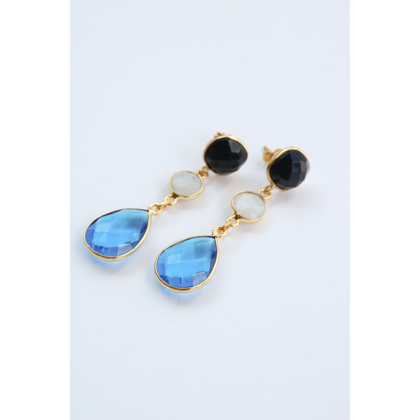 The Prowl Onyx + Blue Topaz Gemstone Earring