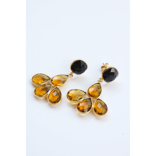 Black Onyx + Citrine Gem Earrings