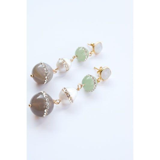 Moonstone Holiday Ball Earrings