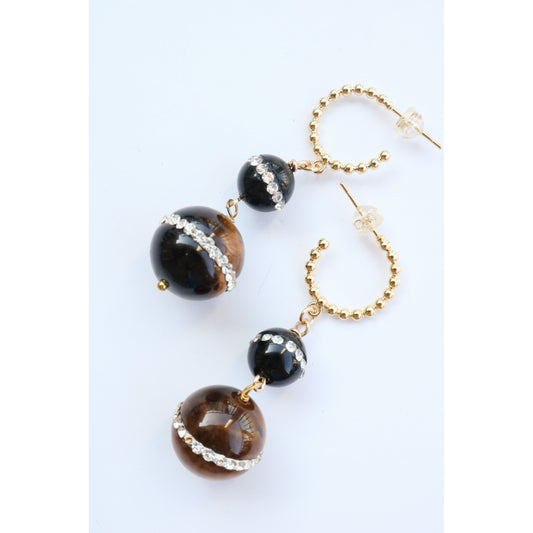 Tiger Eye Beaded Huggie Earring