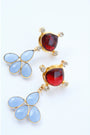 Ruby + Blue Chalcedony Earring