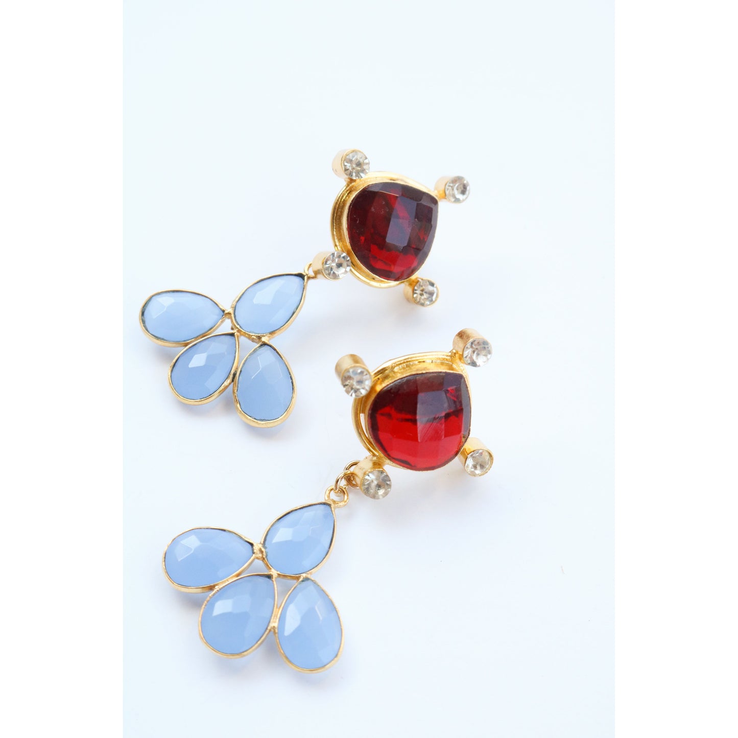 Ruby + Blue Chalcedony Earring