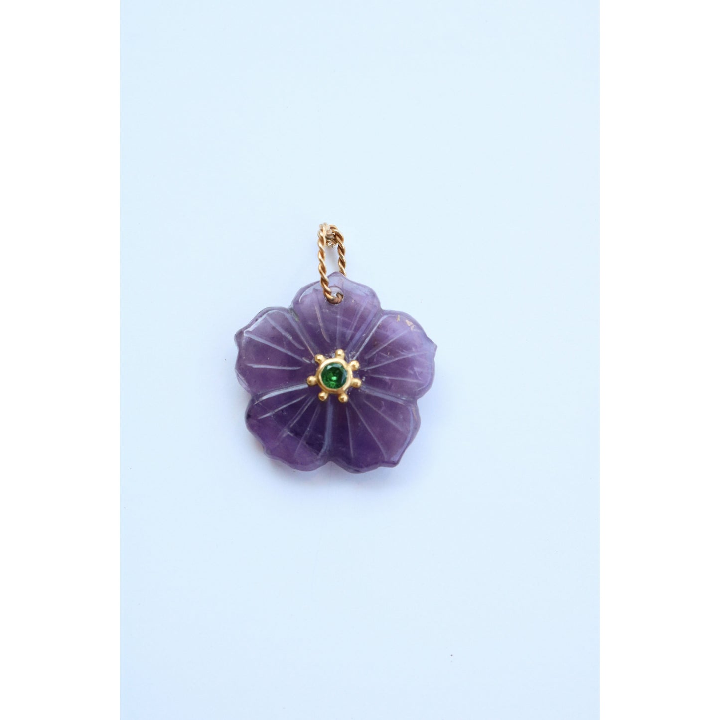 Carved Gemstone Flower Pendant