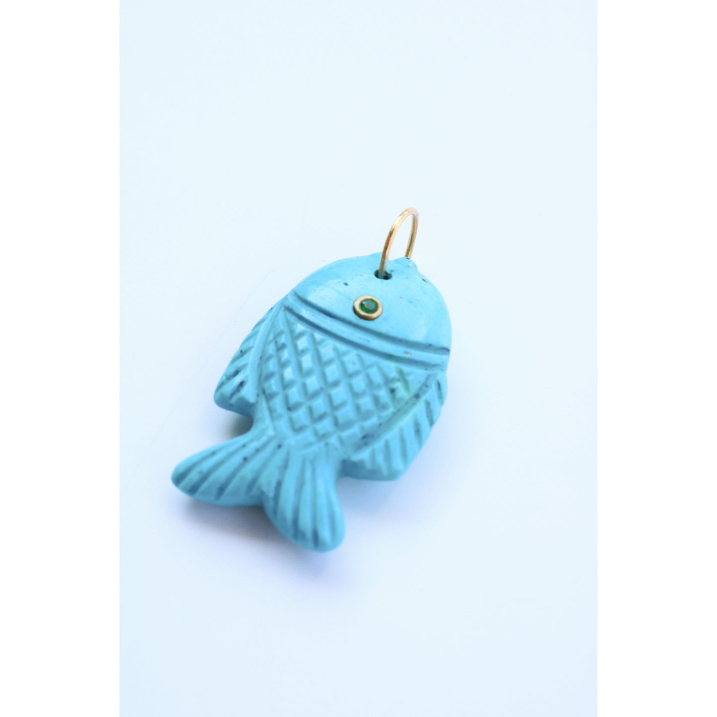 Carved Gemstone Fish Charm