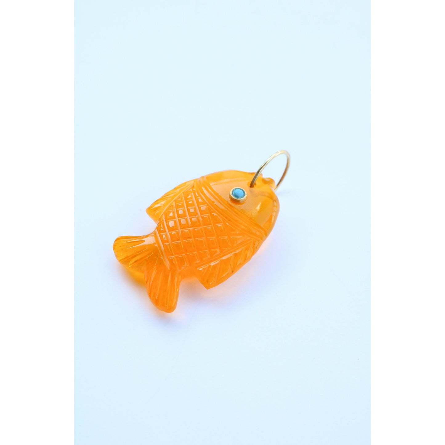 Carved Gemstone Fish Charm