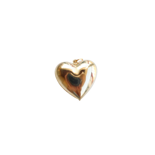 24k Shiny Gold Filigree Puffed Heart Pendant