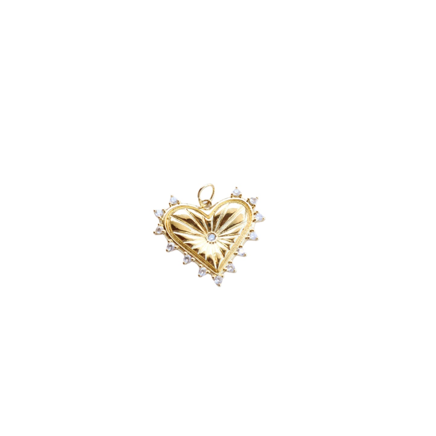 18K Gold Plated Spiked Heart Charm with CZ